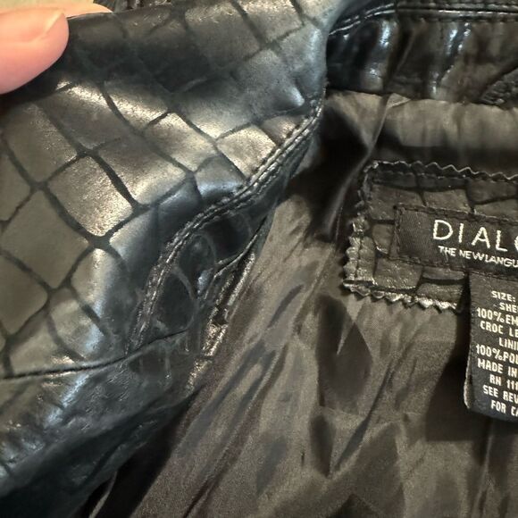 Vintage 100% Embossed Croc Leather 3 Button Front Jacket - Picture 11 of 11